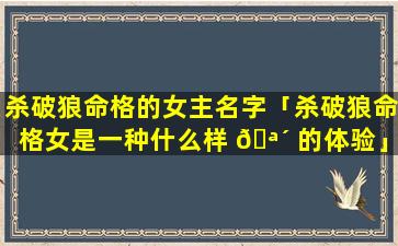 杀破狼命格的女主名字「杀破狼命格女是一种什么样 🪴 的体验」